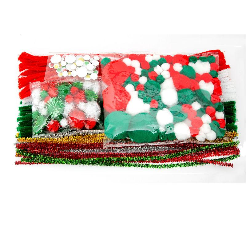 Christmas Themed Craft Kit – Pompoms, Pipe Cleaners, Googly Eyes in Acrylic and Tinsel Christmas Colours – 312 Pieces Christmas Themed Craft Kit – Pompoms, Pipe Cleaners, Googly Eyes in Acrylic and Tinsel Christmas Colours – 312 Pieces