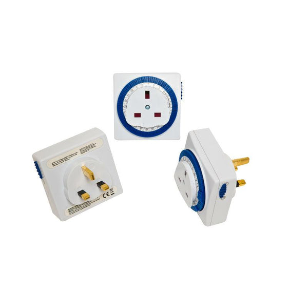 Sockit 24 Hour Segment Timer Switch - Compact Energy Saver - Plug in Mains (3 pack)