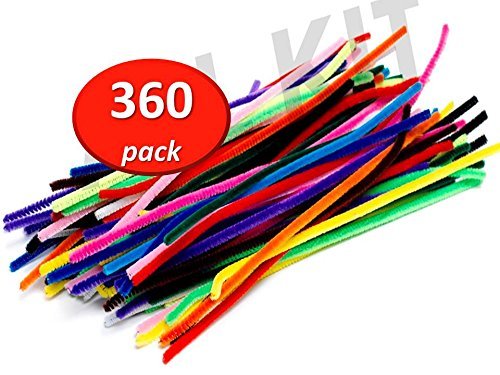 edukit Jumbo Pack of 360 Pipe Cleaners - 10 Assorted Colours - Includes 60 Fluorescent Colours (360 pack)