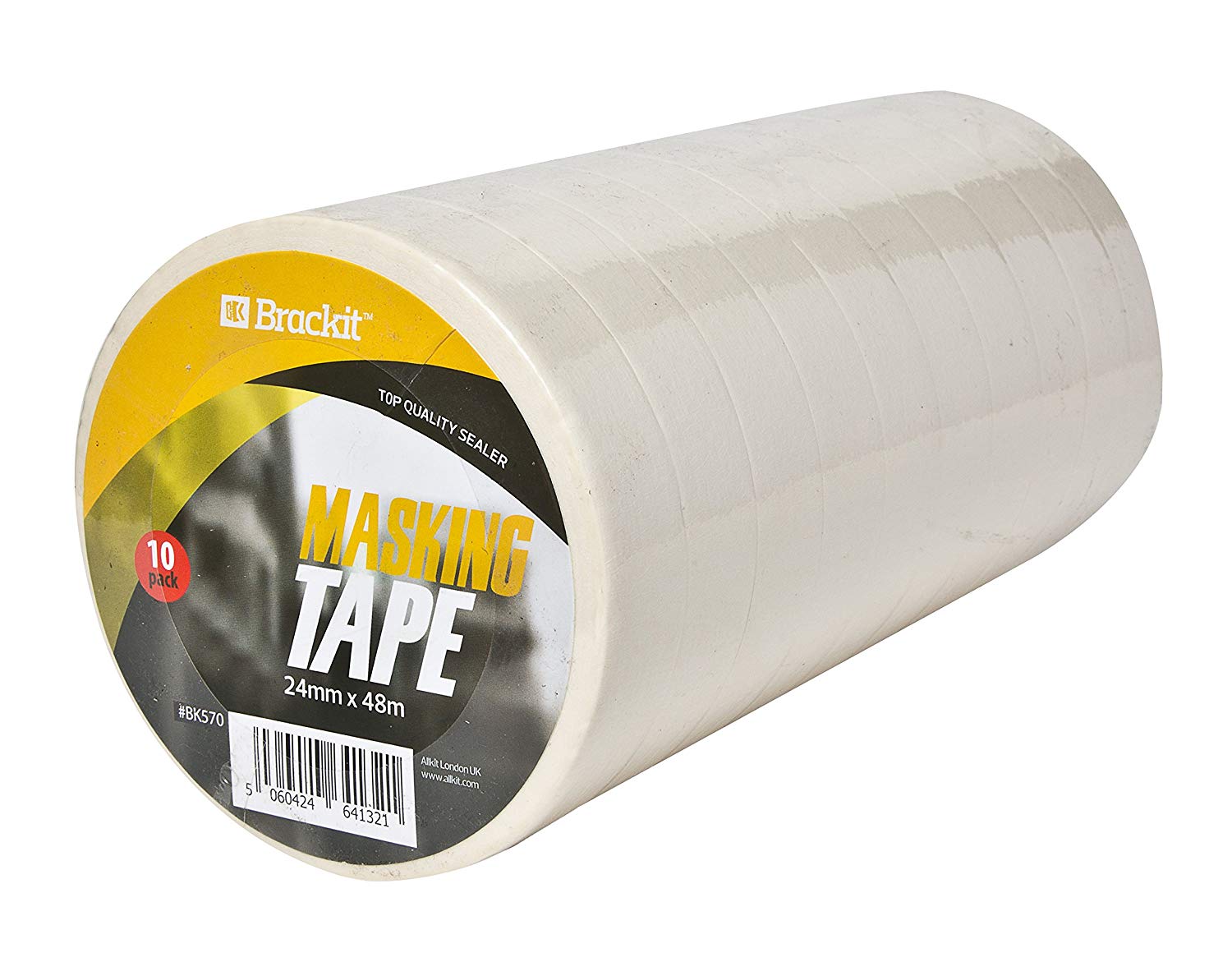 Brackit Easy Removal White Masking Tape | 10 Masking Tape Rolls Bulk Bundle (24mm x 48m per roll)