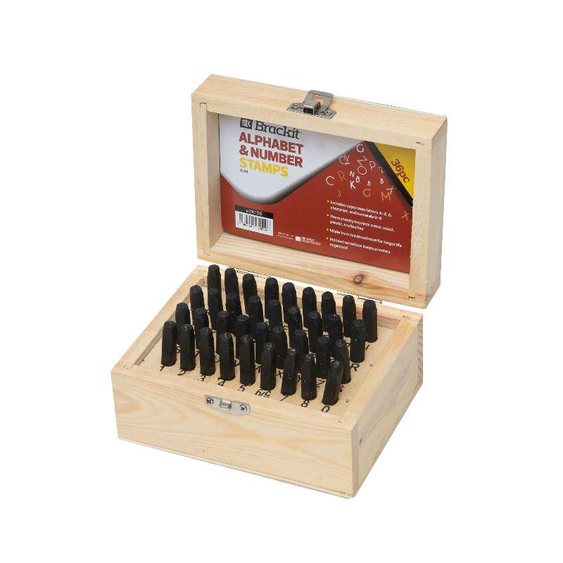 Brackit 36 pc Number & Letter Punch Set | Stamp Kit for Stamping Numbers & Stamping Letters on Metal, Wood, Leather, Enamel or Plastic