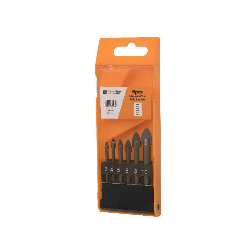 Brackit Glass & Tile Drill Bit Set | Spear Pointed Steel Drill Bits for Ceramic Tile & Glass Mirrors | Premium Glass Drill Bit Set with Cushioned Carrying/Storage Case (6 PC Drill Bit Kit)