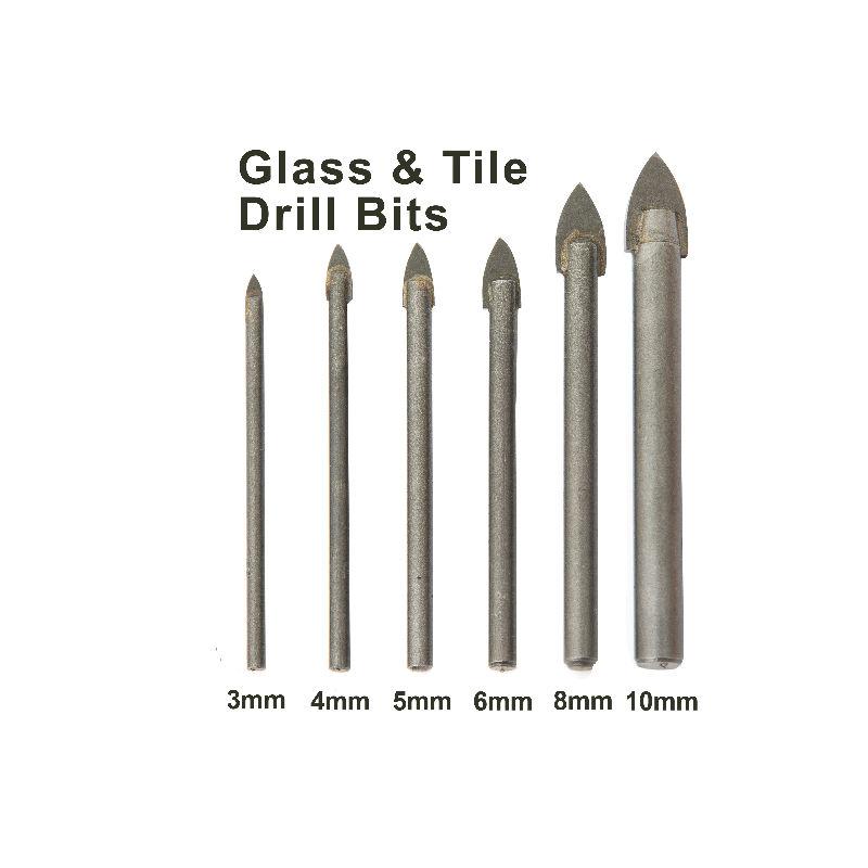 Brackit Glass & Tile Drill Bit Set | Spear Pointed Steel Drill Bits for Ceramic Tile & Glass Mirrors | Premium Glass Drill Bit Set with Cushioned Carrying/Storage Case (6 PC Drill Bit Kit)