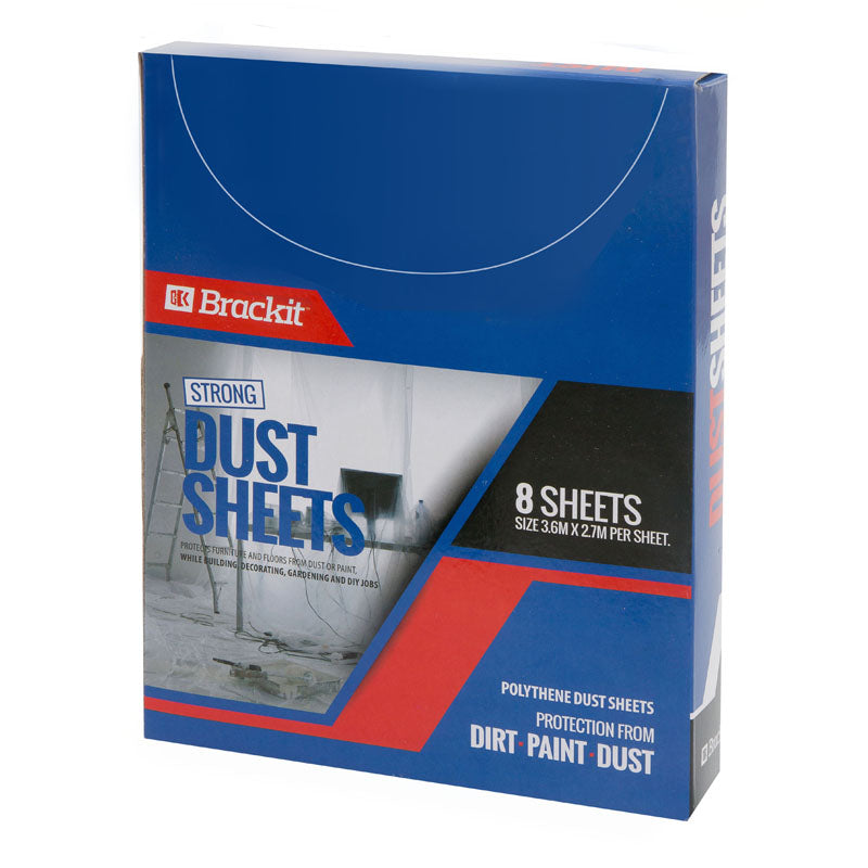 Brackit Dust Sheet Kit, 8 Heavy Duty 9x12ft Protective Furniture Covers – Lightweight, Durable, Dust-Proof & Waterproof Disposable Shields for Painting, Decorating, Building