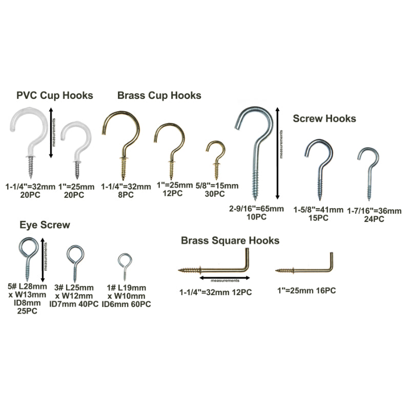 Hook Assortment – 292 Pieces – D.I.Y. and Home Improvement Project Accessories with Carry Case By Brackit