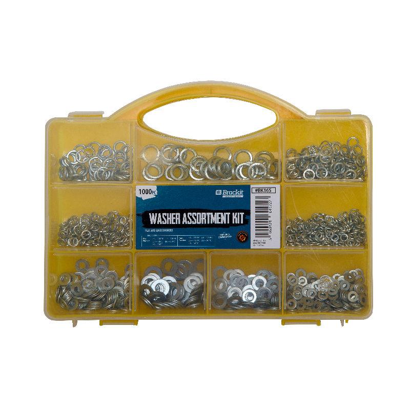 Metal Washer Assortment Kit – 1000 Pieces – Includes Storage Case with Carry Handle By Brackit