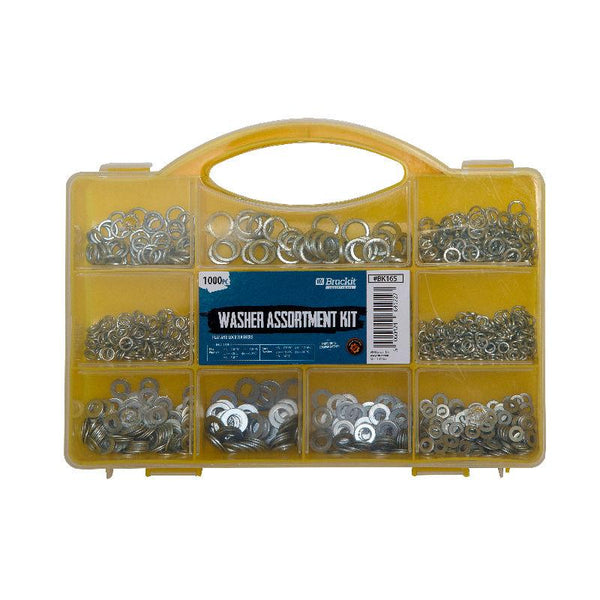 Metal Washer Assortment Kit – 1000 Pieces – Includes Storage Case with Carry Handle By Brackit