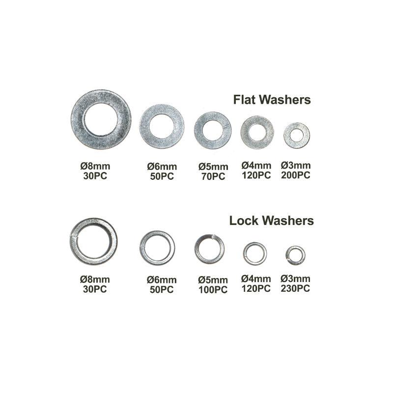Metal Washer Assortment Kit – 1000 Pieces – Includes Storage Case with Carry Handle By Brackit