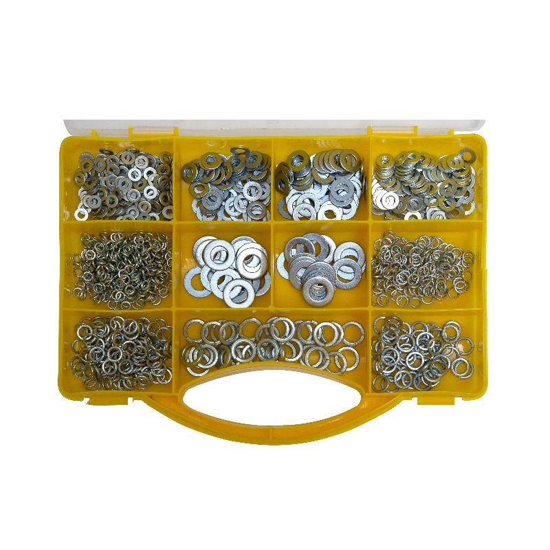 Metal Washer Assortment Kit – 1000 Pieces – Includes Storage Case with Carry Handle By Brackit