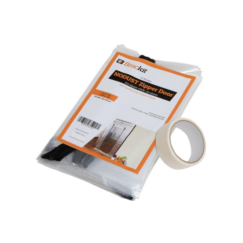 U shape Zipper door dust sheet with masking tape