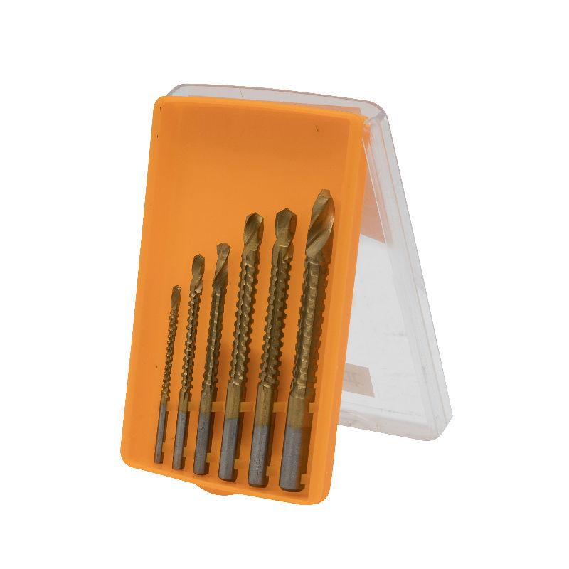 HSS Saw Drill Bits Set – Titanium Coated Steel – 6 Pieces – Sizes 3mm, 4mm, 5mm, 6mm, 6.5mm and 8mm