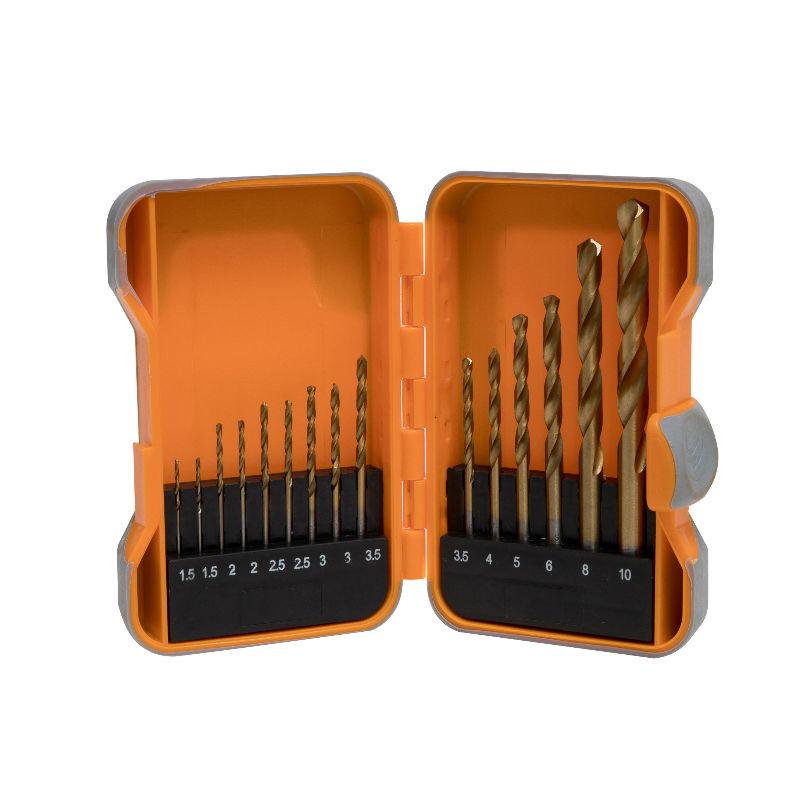 HSS Drill Bit Set for Wood – Metal - Plastic - Aluminium – 15 Piece Titanium Coated in Storage Case – 1.5 – 10mm