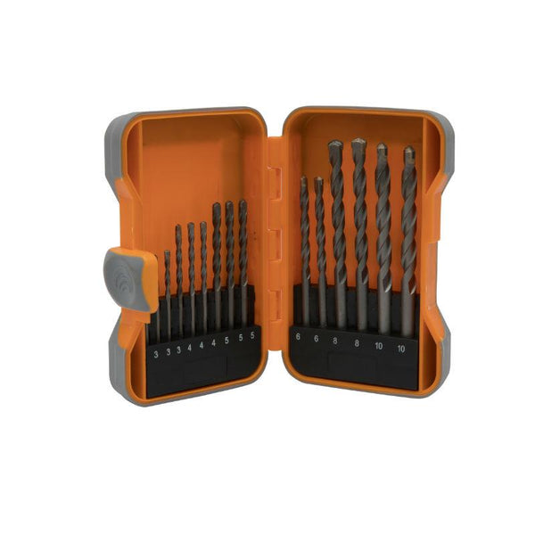 Masonry Drill Bit Set - 15 Piece Kit in Plastic Storage Case