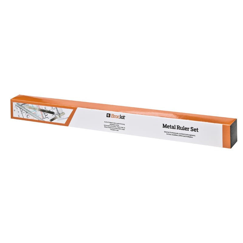 Metal Ruler Set – 3 Rulers Included – 15cm / 6inches, 30cm / 12inches and 1 Multi Scale Triangular Ruler – Professional Measuring Kit