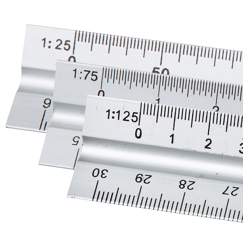 Metal Ruler Set – 3 Rulers Included – 15cm / 6inches, 30cm / 12inches and 1 Multi Scale Triangular Ruler – Professional Measuring Kit