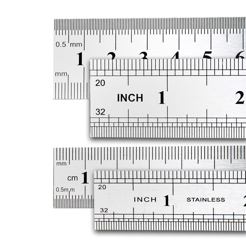 Straight Ruler Set 15x1.9CM & 20x2.6CM & 30x2.6CM Stainless Steel Ruler  Kit, 3 Pieces