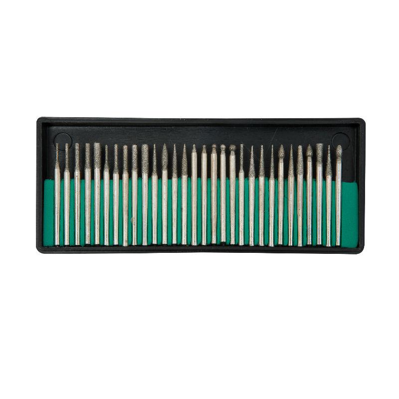 30 Pieces Rotary Tool Bits – Diamond Tipped Deburring and Engraving Set – for a Range of Surfaces in a Variety of Sizes
