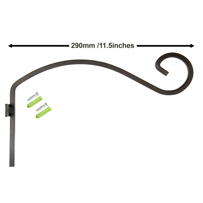 Hanging Basket Brackets – Steel – Black – Includes Fittings – 2 Pack