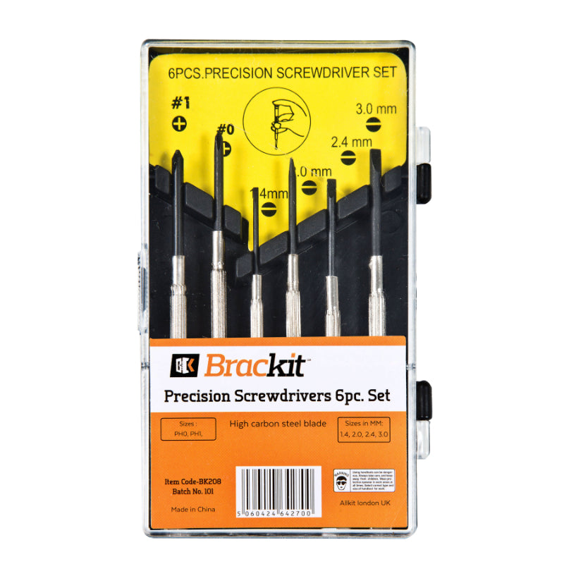 Brackit 6-pc Precision Screwdriver Set, Hand Tools, Phillips, Flat Head, Jewellery Repair, Small Detail Repair