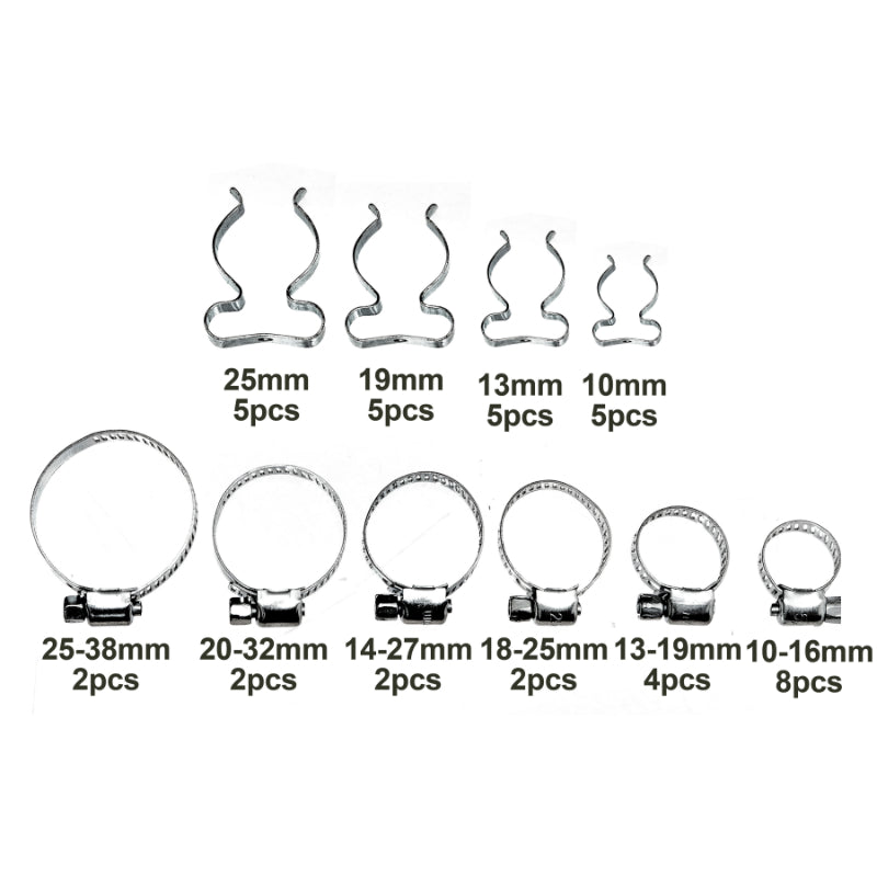 Assortment of Hose Clamps and Terry Hooks – 40pc Pack with Range of Si –  The Kit Brands