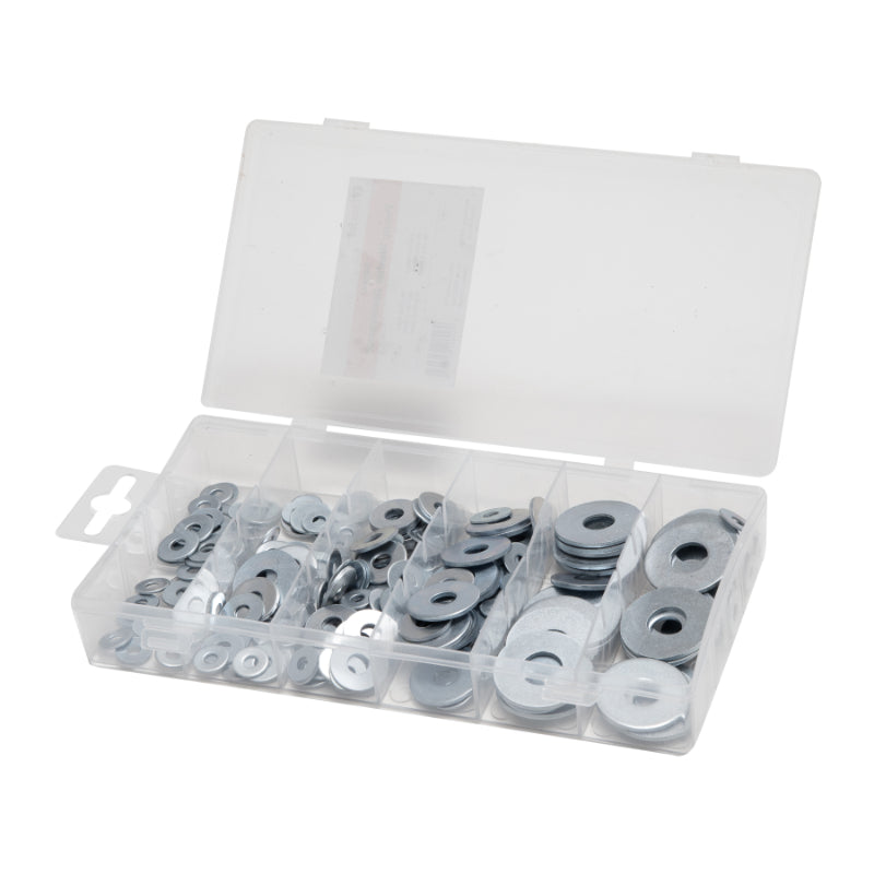 Large 240pc Penny Washer Assortment Pack – Durable Metal General-Use & Mudguard Penny Washers for Hobbyists Plumbers Builders and DIY Enthusiasts in Range of Sizes