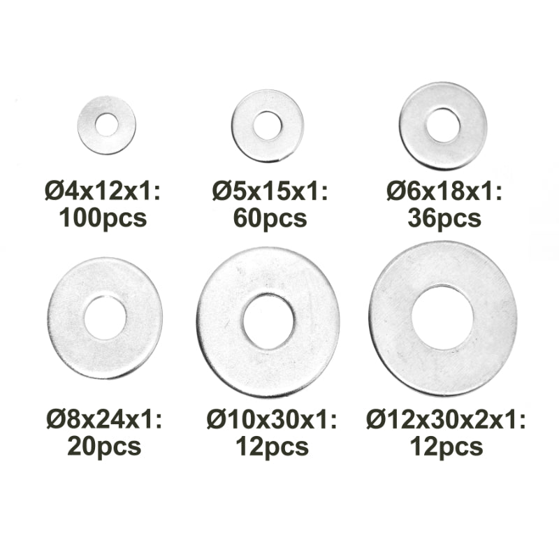 Large 240pc Penny Washer Assortment Pack – Durable Metal General-Use & Mudguard Penny Washers for Hobbyists Plumbers Builders and DIY Enthusiasts in Range of Sizes