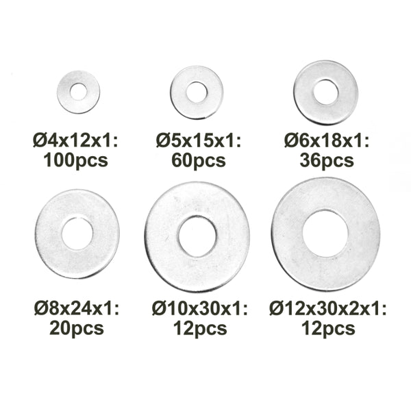 Large 240pc Penny Washer Assortment Pack – Durable Metal General-Use & Mudguard Penny Washers for Hobbyists Plumbers Builders and DIY Enthusiasts in Range of Sizes