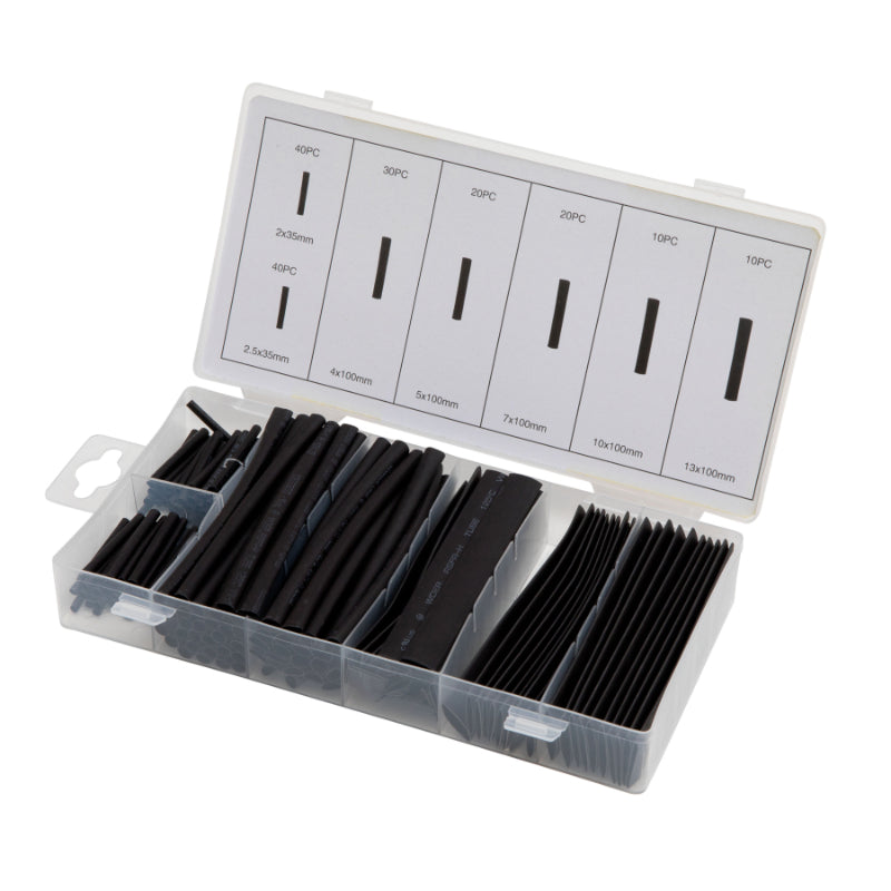 170 Pieces - Black Heat Shrink TUBING Multi-Pack Assortment for Insulating, Covering and Joining Open Wire Connections. 2x35mm - 2.5x35mm - 4x100mm - 5x100mm - 7x100mm - 10x100mm - 13x100mm