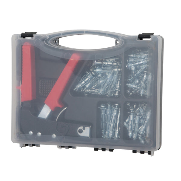 72PC - Wall Anchors and Wall Anchor Setting Tool with Carry CASE – Everything You Need for Fixing to Plaster Board and Hollow Walls – Comes with Instructions