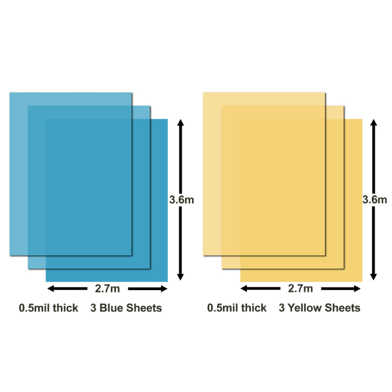 Brackit Premium Lightweight Disposable Yellow & Blue Coloured Dust Sheets – 6-Pack 3.6m x 2.7m (12x9ft) – Polythene Dustproof Waterproof Sheets for Home Office Garden