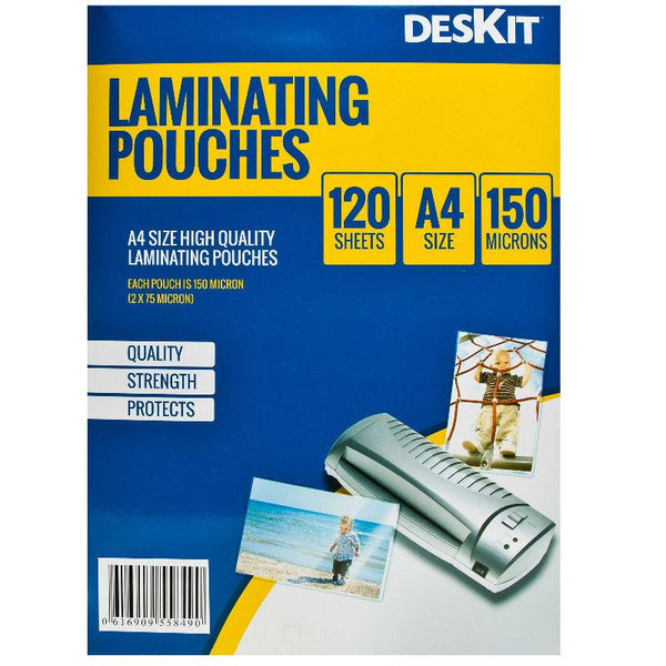 deskit DK121 A4 laminating film for laminator 150 mic, office and home, invitations print, 120 pieces