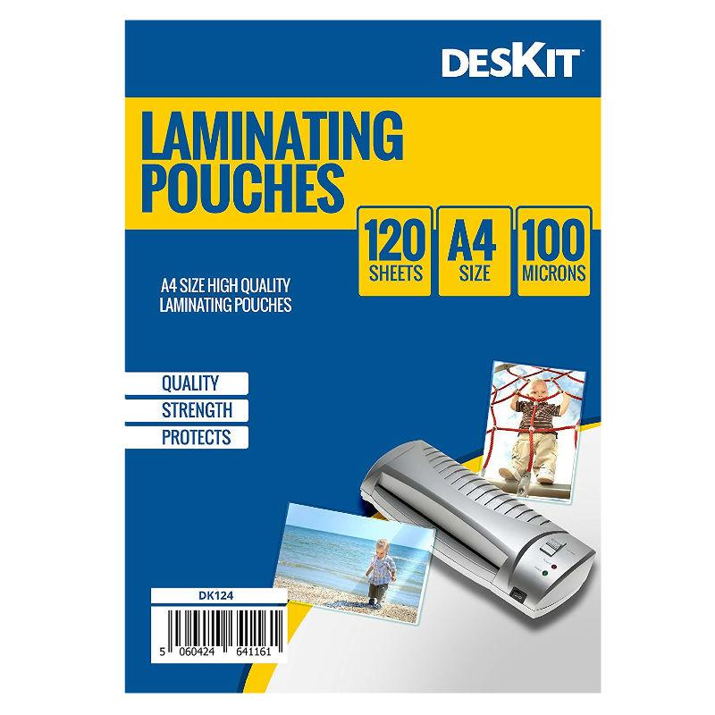 Deskit Pack of 120 Laminating Pouches - A4 Size - 100 Microns (120 Pac –  The Kit Brands