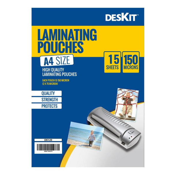 Deskit Laminating Pouches - 15 Sheets - A4 Size - 150 Microns