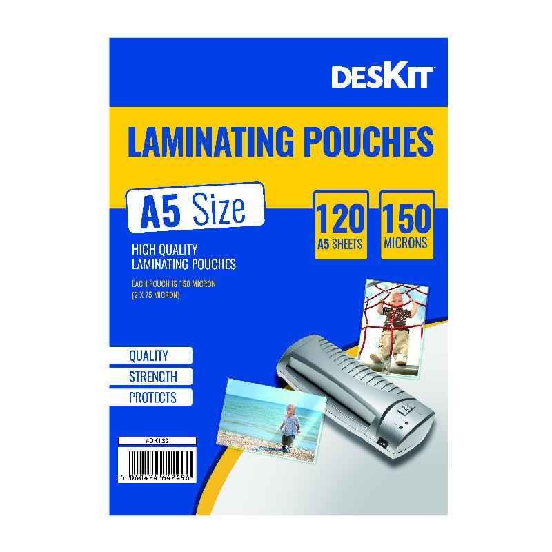 DESKIT 120 – A5 Size Laminating Pouches – 150 microns – Gives Rigidity –  The Kit Brands