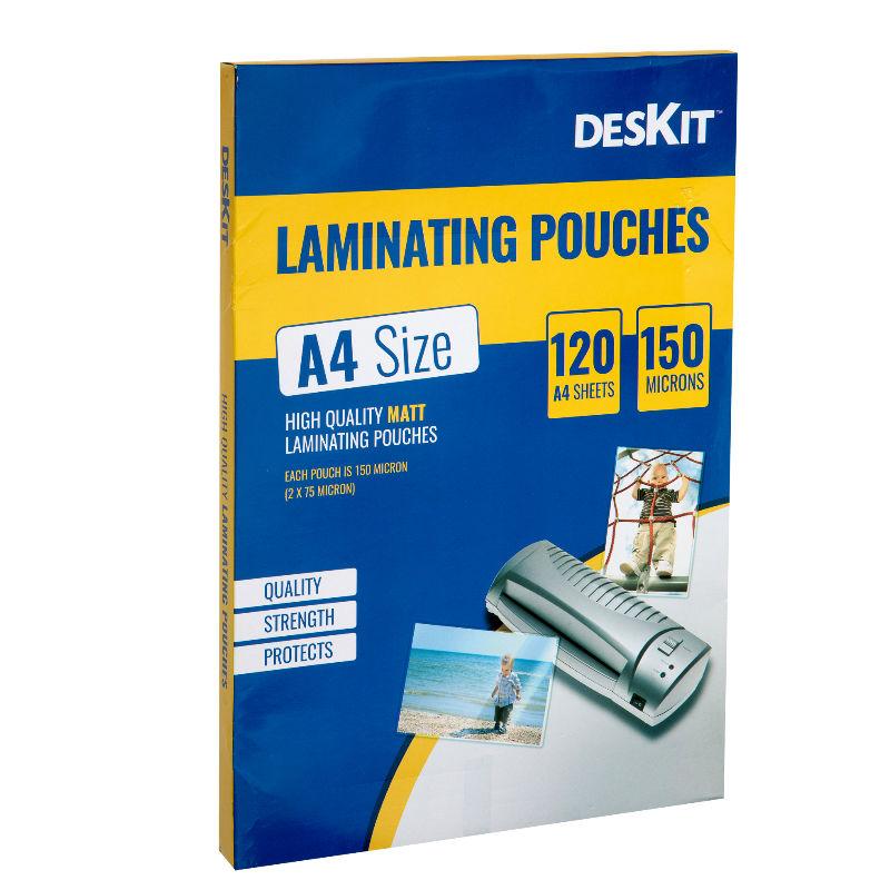 Deskit Matt Laminating Pouches - 120 Sheets - A4 Size - 150 Microns (120 Pack)