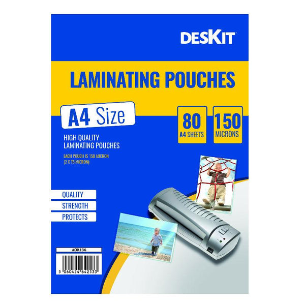 Deskit Laminating Pouches -80 Sheets - A4 Size - 150 Microns (80 Pack)