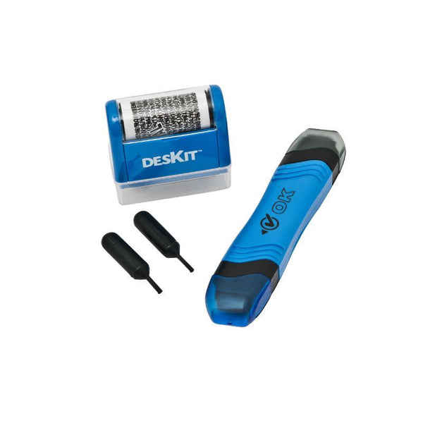 Full ID Protection Roller Stamp Kit – Includes Wide Roller Stamp to Cover Address, 1 Pen Style Double Headed Rolling Stamp and 2 Refills for Wide Stamp – Prevent Identity Theft