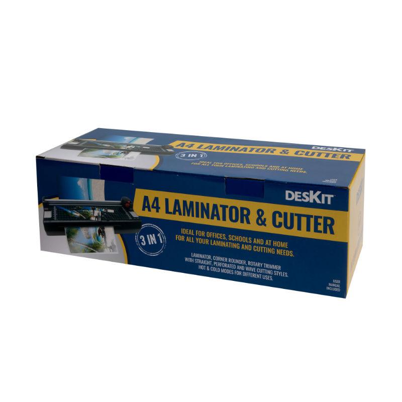Professional Home Office A4 Laminator & Cutter 3-in-1 with Perforator and Corner Rounder – Hot/Cold Laminating Settings Plus Cutting Guides and Spare Cutter Base