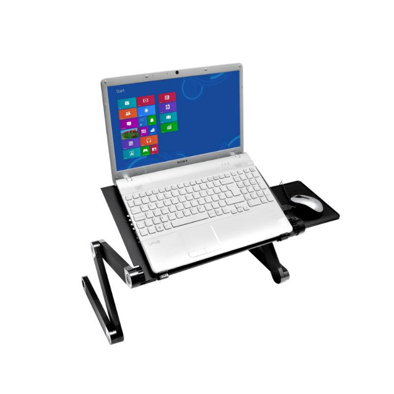 Multi-Function Premium Ergonomic Folding Laptop Table Stand – Portable Adjustable Travel Desk with Mouse Area & Cooling Holes for Laptops & Devices