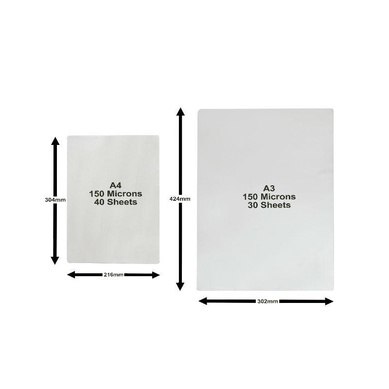 DESKIT Multi Pack of 70 Laminating Pouches 30pc A3 Size – 40pc A4 Size - 150microns – Gives Rigidity to Your Important documents – Covers Both A3 and A4 Popular Sizes