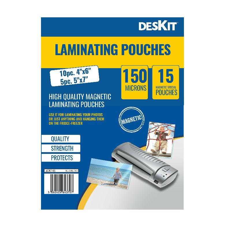 Deskit 15 Magnetic Laminating Pouches Photo Frames to Stick on Your Fridge or Other Metal Surfaces – 10pc 4"x6", 5pc 5"x7" – Perfect Gift – Use for Pictures & Postcards Too – Protects and Keeps Clean