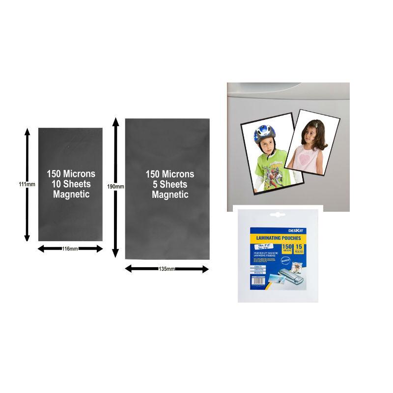 Deskit 15 Magnetic Laminating Pouches Photo Frames to Stick on Your Fridge or Other Metal Surfaces – 10pc 4"x6", 5pc 5"x7" – Perfect Gift – Use for Pictures & Postcards Too – Protects and Keeps Clean