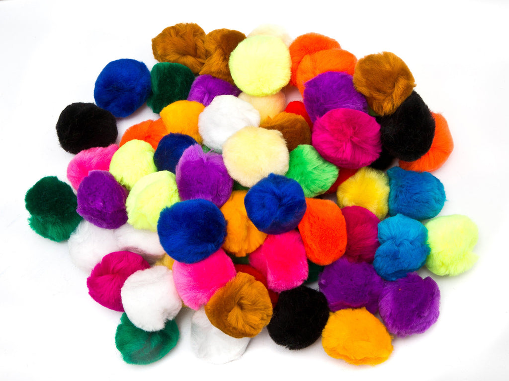 EduKit Large 5cm Pompoms Craft Supply Bumper Pack | 70 PC Colorful Hobby & Craft Supplies for Kids, Preschoolers & Classrooms