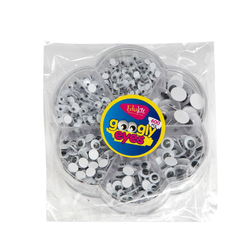 edukit 600 Pieces Wiggle Googly Eyes with Self-adhesive, 6mm-12mm Assorted DIY Scrapbooking Crafts Toy Accessories