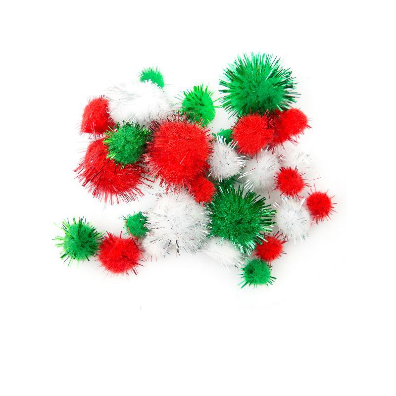 Christmas Themed Craft Kit – Pompoms, Pipe Cleaners, Googly Eyes in Acrylic and Tinsel Christmas Colours – 312 Pieces