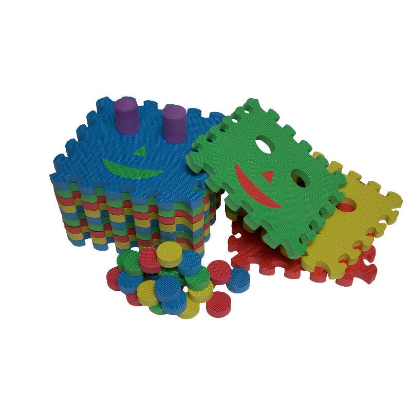 12 EVA Foam Play Mat Tiles – Stack The Mats to Build The Stool – Interlocking Floor Mats for Children – Multicoloured Smiley Extra Thick (2cm) Foam Tiles by Edukit