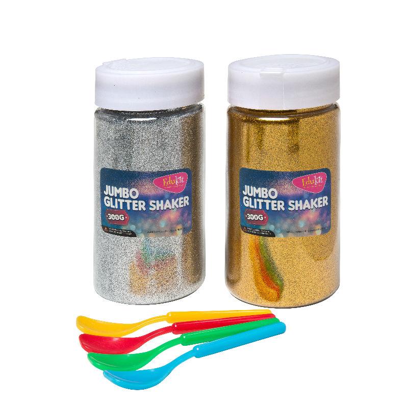 Edukit’s Fine Art & Craft - Nail Art Gold Silver Glitter 600g pack with 4 Multi-Coloured Glue Spreaders