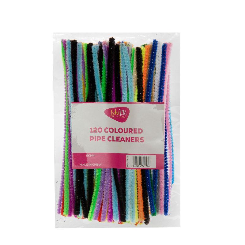 edukit Pack of 120 Brightly Coloured pipe cleaners in assorted colours ,Craft Multi-Purpose Wire Pipe Cleaners 15cm x 4mm.