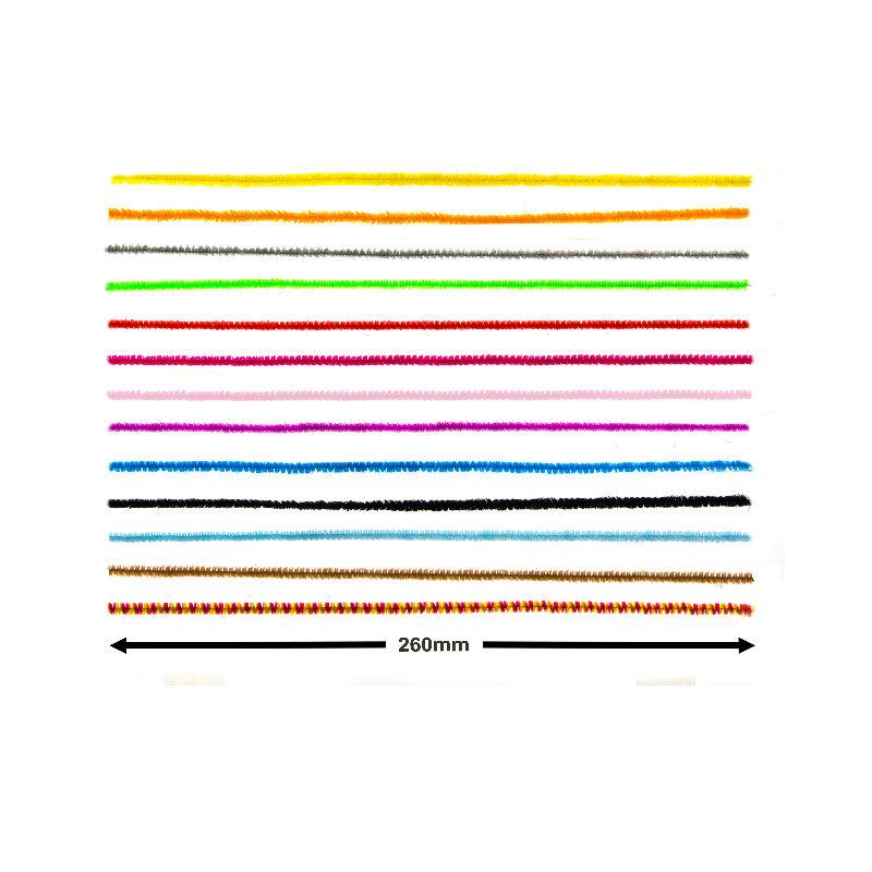 edukit Pack of 120 Pipe Cleaners - in Assorted Colours 26cm x 6mm, Brightly Coloured Radiant Craft Multi-Purpose Wire Pipe Cleaners.