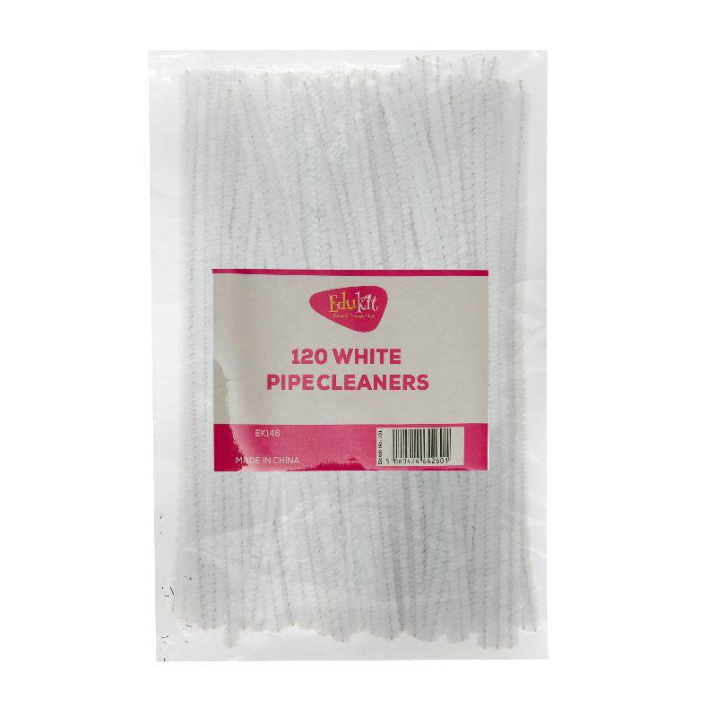 edukit Pack of 120 White Craft Multi-Purpose Wire Pipe Cleaners